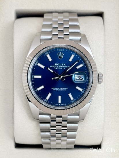 Relógio Datejust azul 40 mm automático com mostrador azul e pulseira Jubilee em aço