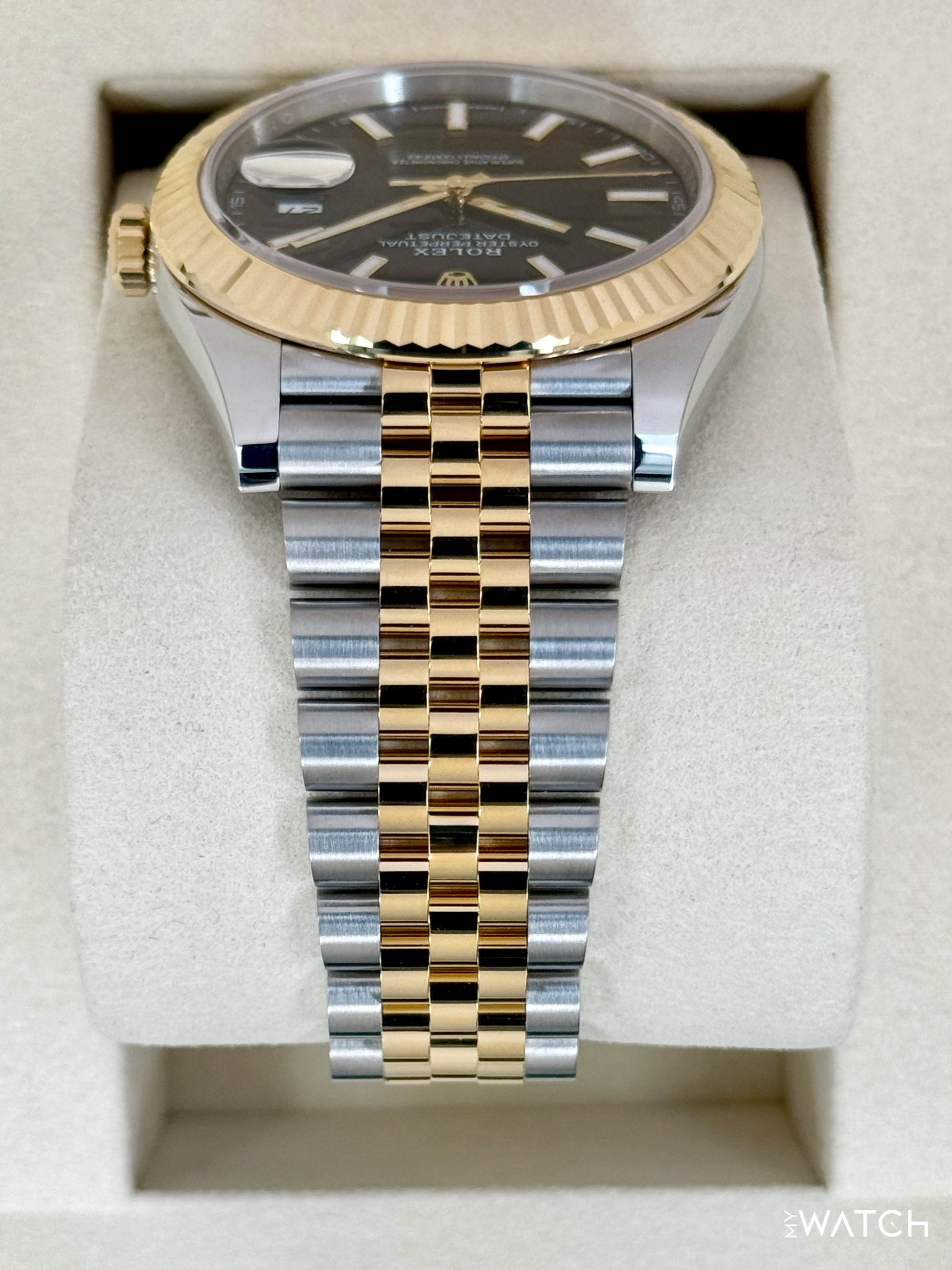 Relógio Rolex Datejust com pulseira Jubilee bicolor e caixa em aço e ouro
