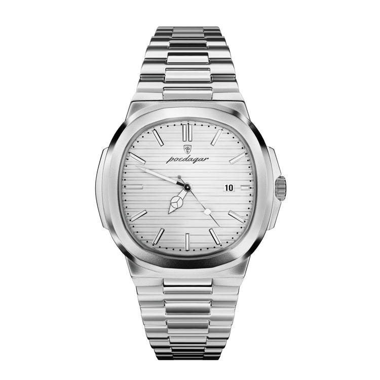 Relógio 41 mm com mostrador branco e pulseira de aço