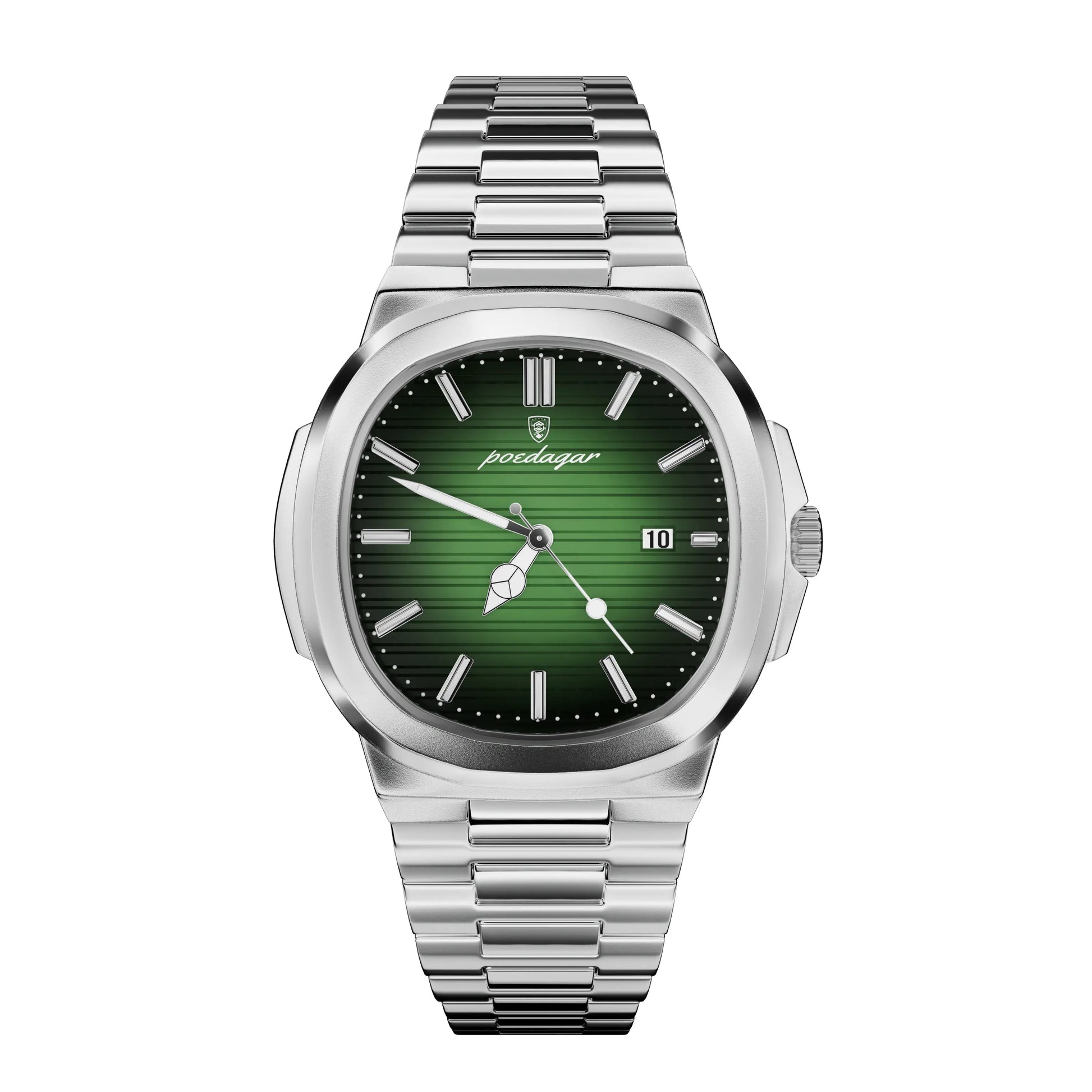 Relógio Nautilus de 41 mm com pulseira metálica e mostrador verde escuro