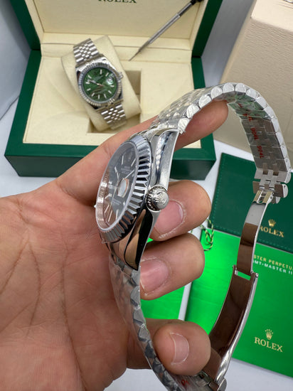 Relógio Datejust Jubilee preto 40 mm automático, caixa e pulseira em aço