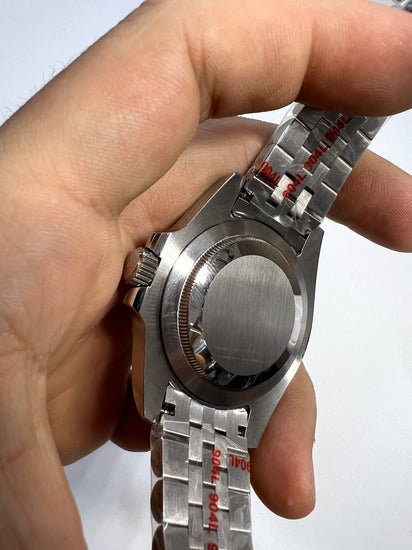 Relógio GMT Master II Pepsi automático com fundo fechado e pulseira de aço