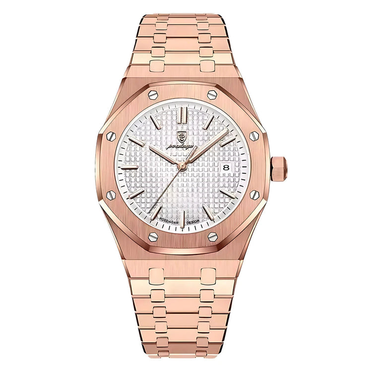 Relógio 41 mm com pulseira rosé e mostrador branco