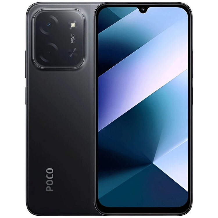 Smartphone Xiaomi Poco C85 preto com traseira e tela frontal