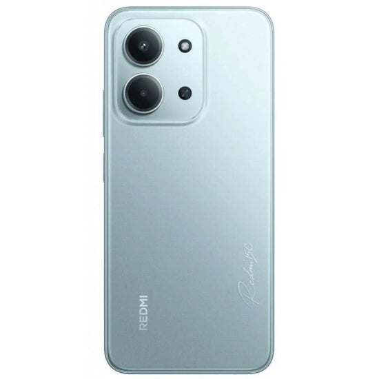 Smartphone Xiaomi Redmi 15C com traseira azul-claro e módulo de câmera dupla